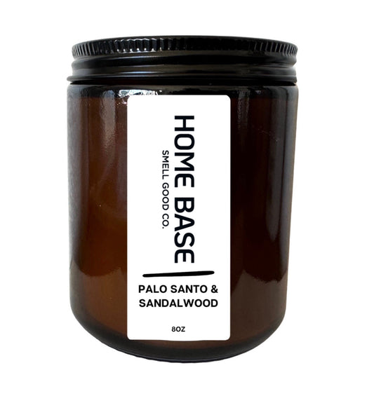 a. Palo Santo & Sandalwood Scented Candle